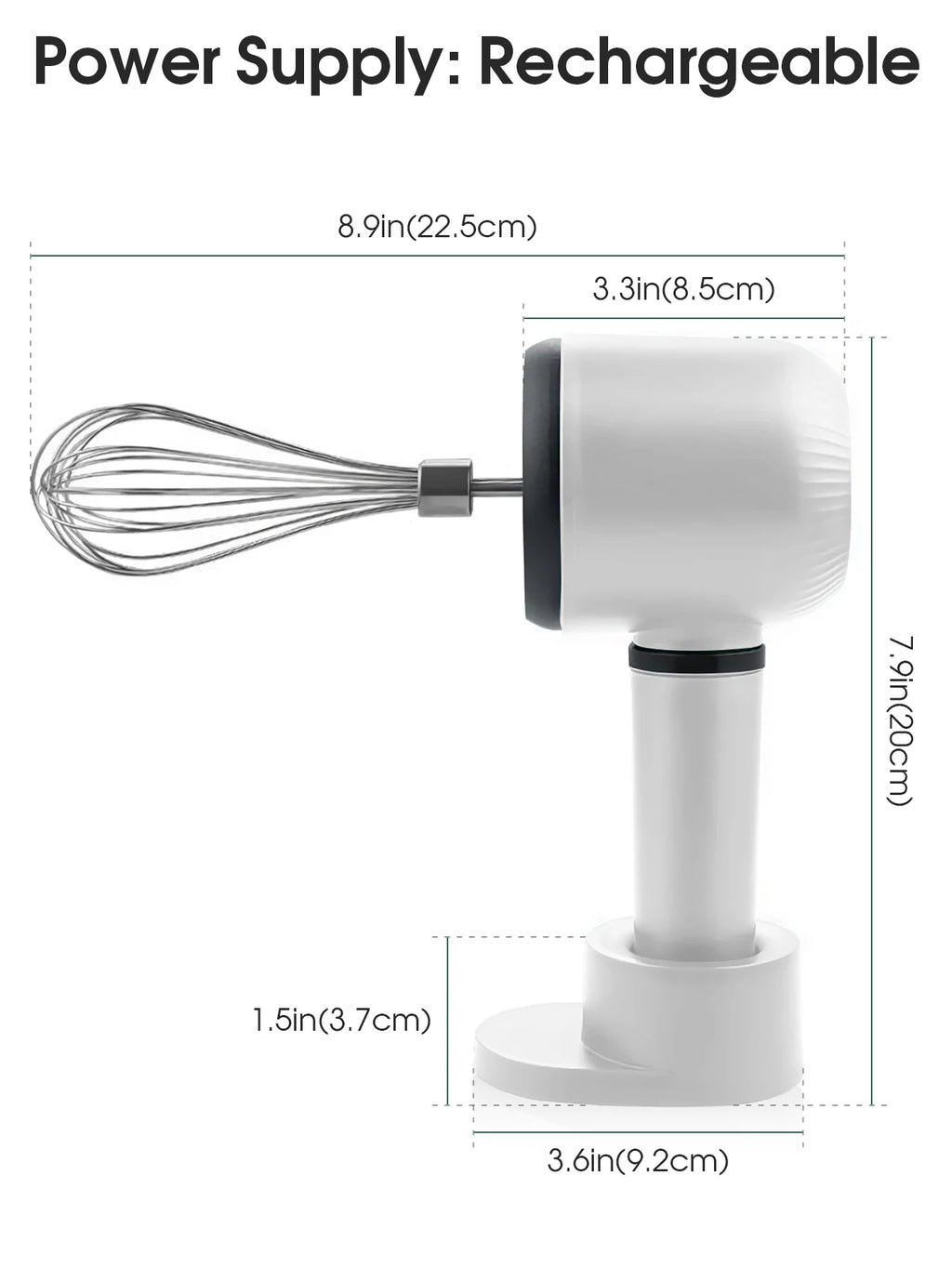 Electric Whisk Twin Stick Model Electric Milk Froth USB Rechargeable 1200mAh 3 Speed Electric Mixer Cake Baking Kitchen Tools