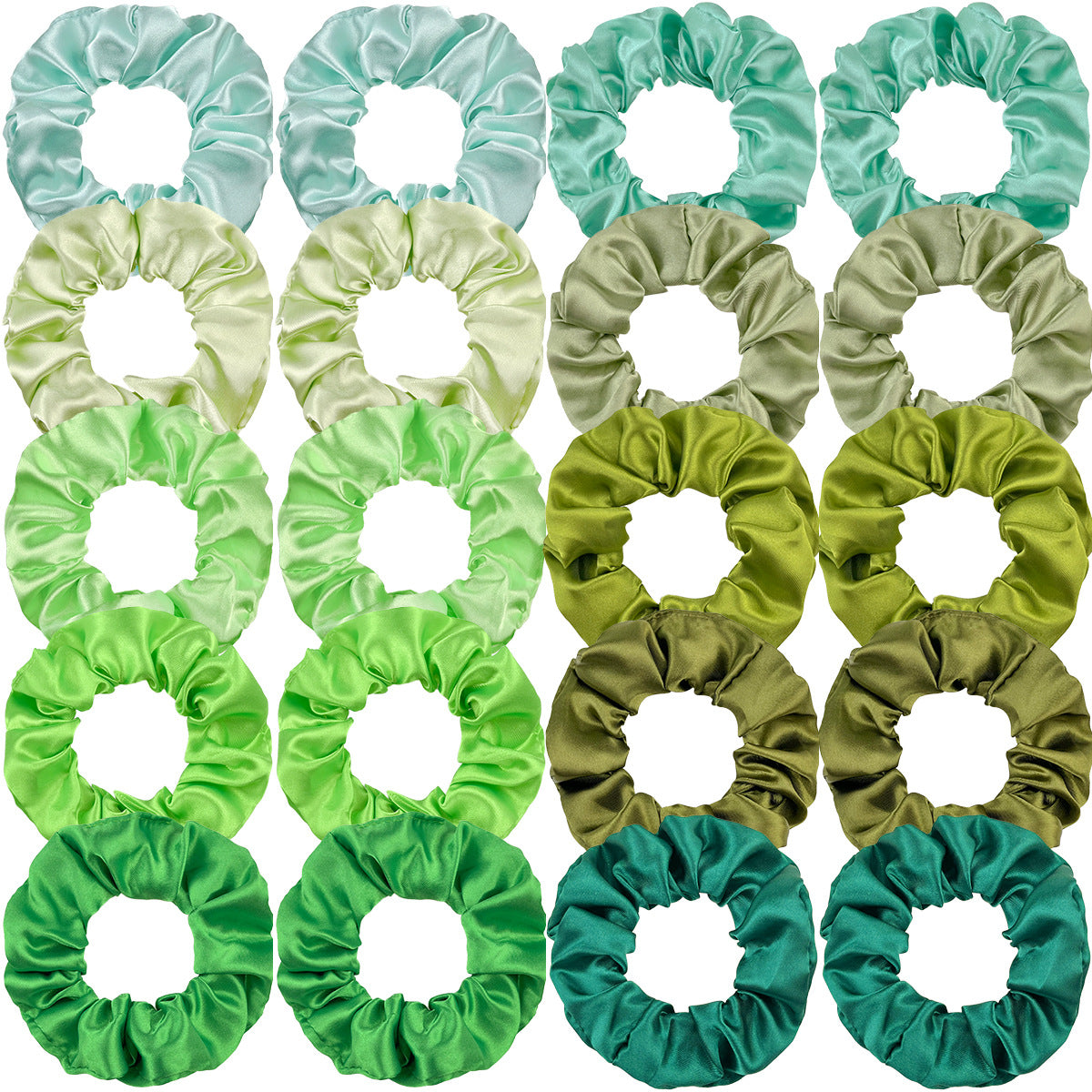 10pcs Green Satin Scrunchies Headband Elastic Rubber Hair Band Women Girls Ponytail Holder Hair Ties Accessories Satin Hair Rope