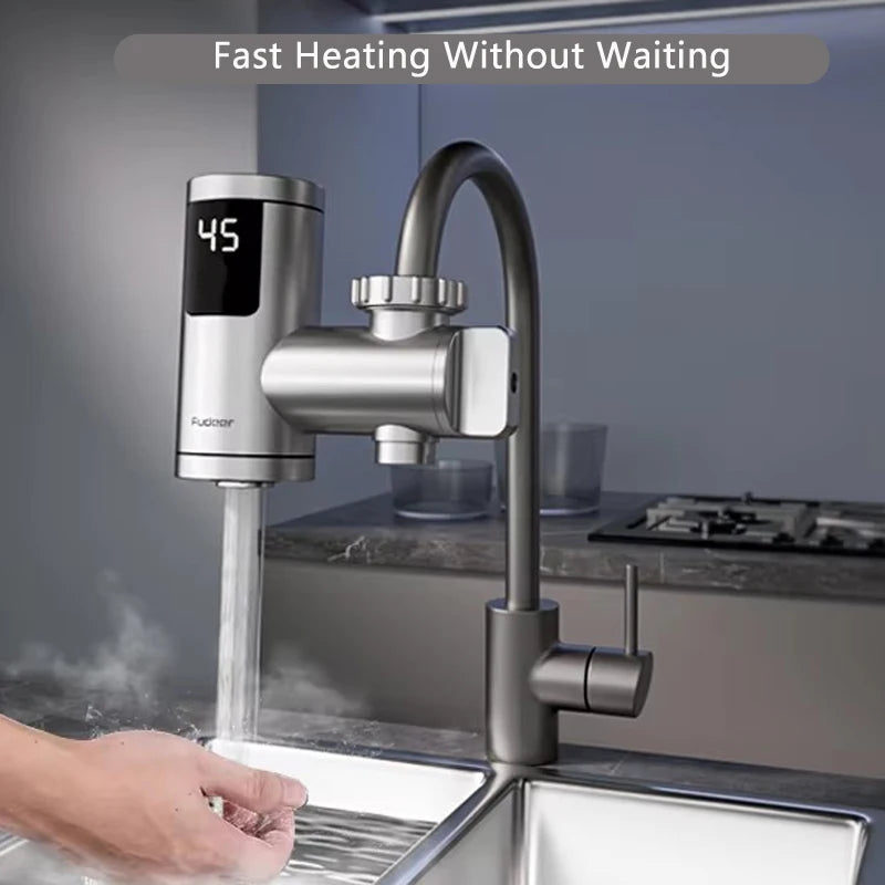 Fudeer Electric Water Heater Tap Instant Hot Water Faucet Heater Cold Heating Faucet Tankless Instantaneous Water Heater