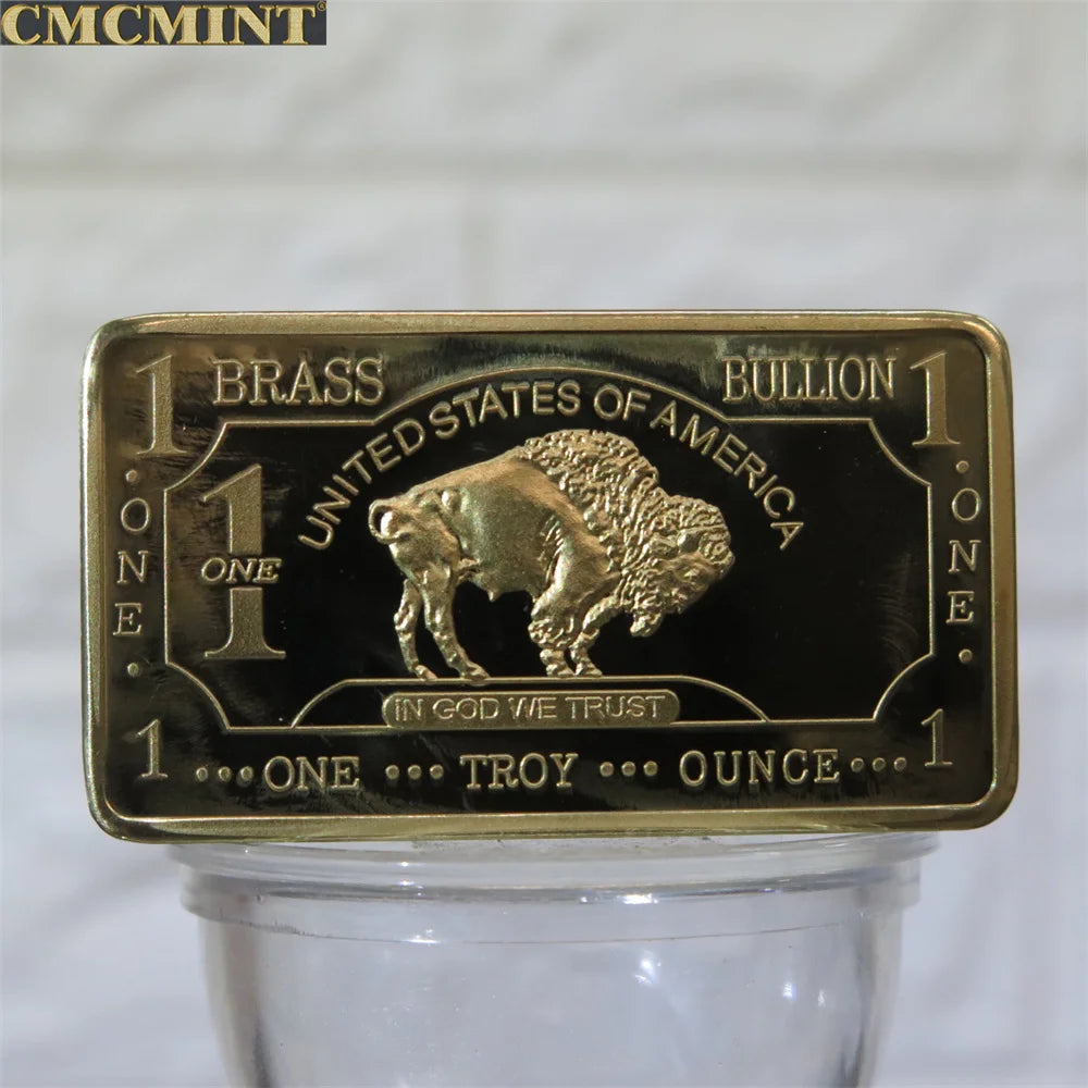 Customized Metal Buffalo Series Challenge Coin 1 Oz .999 Aluminum Buffalo Bar Pure Copper Buffalo Bar With Cmcmint On The Back