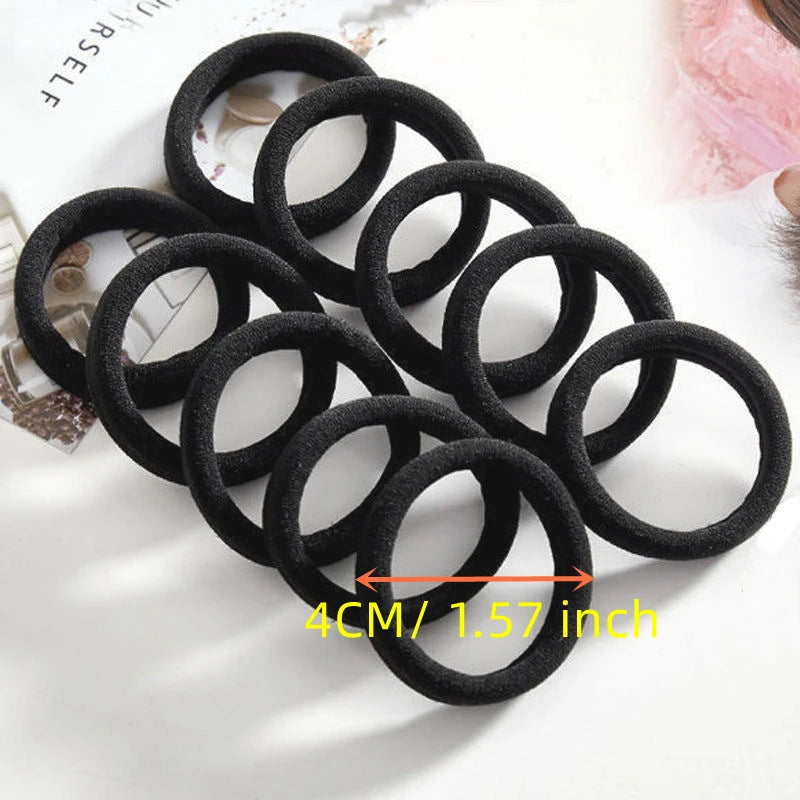 50 Piece Set Of Dual Color Four Season High Elastic Seamless Hair Rope Simple and Durable Fashionable Leather Band Soft Knitt