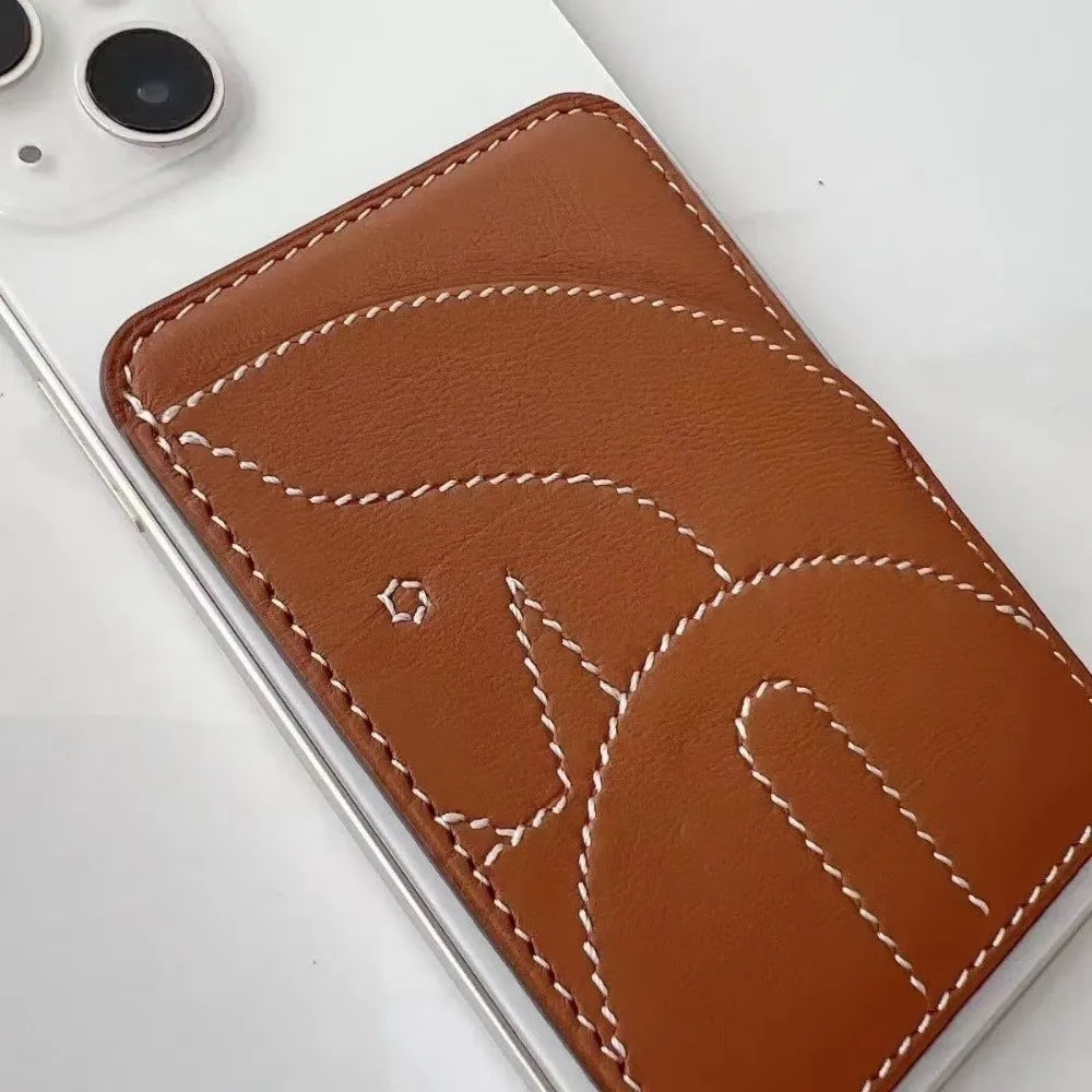 New PU Magnetic Card Holder Short Back Sticker Stealth Business Card Holder Handmade Large Capacity Name Card Clip