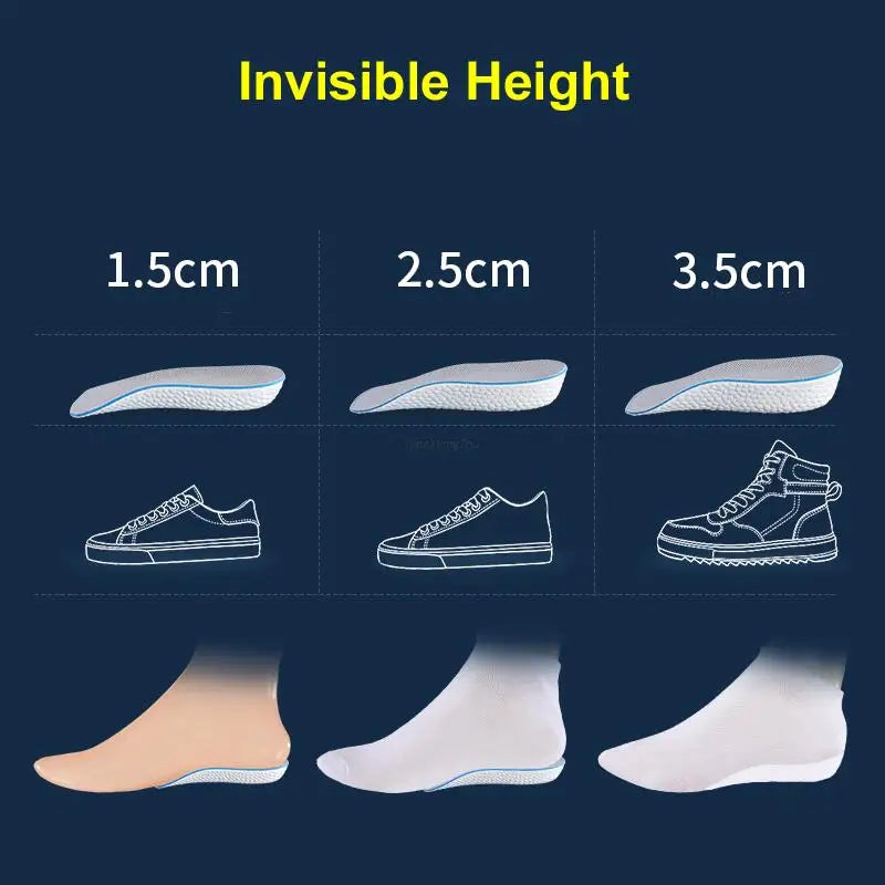Height Increase Insoles for Men Women Shoes Flat Feet Arch Support Orthopedic Insoles Sneakers Memory Foam Invisible Pads 1 Pair