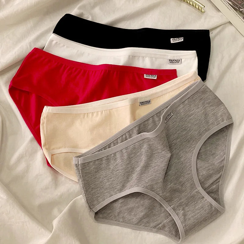 CHUANGERM 7 Pairs Women Solid‑Color Panties Soft Breathable Casual Briefs Cute Ladies Underpants For Daily Wear