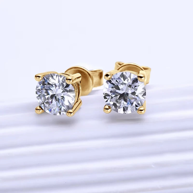 Lnngy 0.3-2CT Moissanite Stud Earrings For Women Girl 925 Certified Silver Earring Exquisite Wedding Jewelry Piercing Pendientes