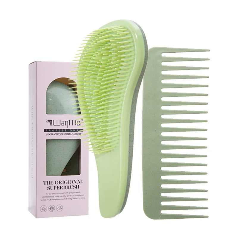 2pc Magic Detangling Boxed Comb Set  Anti-static Massage Hair Brushes Detangle Air Cushion Hairbrush Comb Festival Gift Box Comb