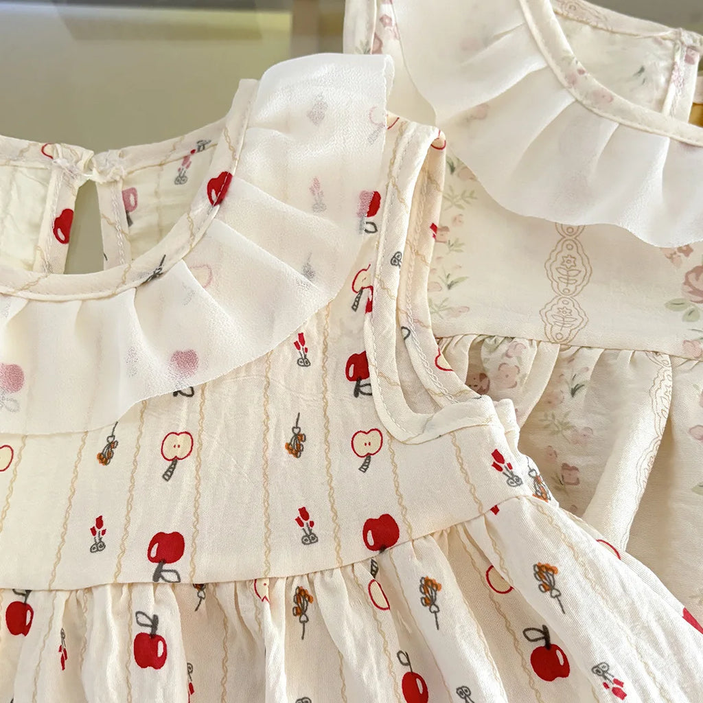 2PCS/set Sleeveless Princess Top +Pants With Floral Print Summer Thin Outfit For Baby Girls Cute Clothing