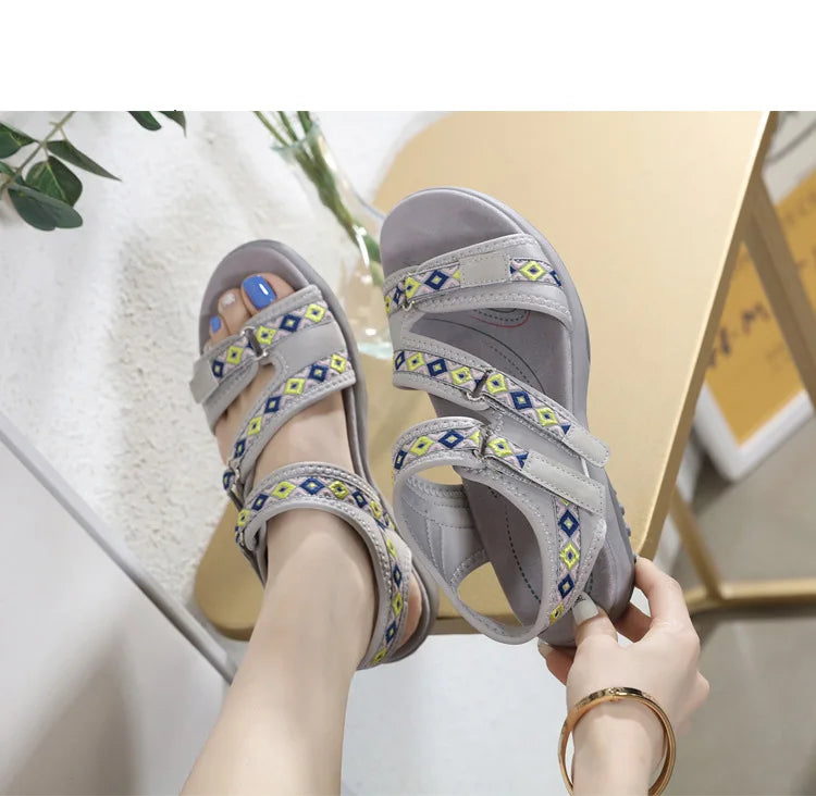 New Sandals Shoes Women Soft Sandals Lady Slip on Open Toe Walking Shoes Mother  Casual Footwear
