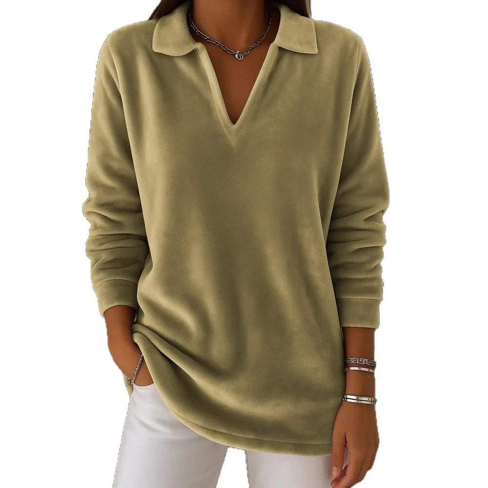 Solid Color Casual Loose T-shirts For Woman 2025 Autumn Vintage Women's Oversized T-shirt Long Sleeve Tees Fashion Female Tops