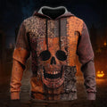 Halloween Men's Horror Face Hoodie Sweatshirt Punk Exaggerated Crew Neck Club Streetwear Yellow Orange Drawstring Fall Winter