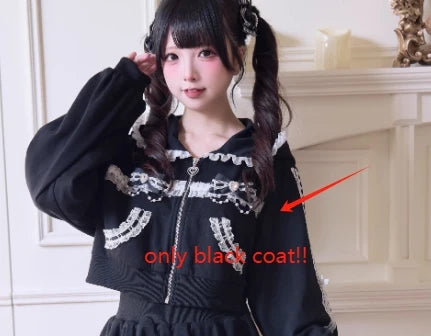 Japanese Mine Sportswear Hoodie Set Female Subculture Y2K Women's Zipper Hooded Short Jacket Coat Mini Skirt Wide Leg Pants Set