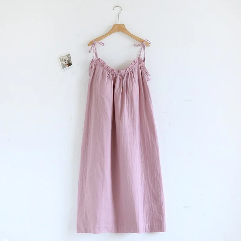 100% Cotton Sleeping Skirt Large Loose Home Skirt with chest cushion Summer Women's Sleeping Skirt Girl's Nightgown