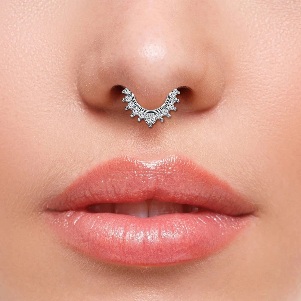 1 Stück gefälschte Septum-Ringe, künstliche Nasenringe, Reifen aus Edelstahl, künstlicher Lippen-Ohr-Clip, kein Piercing, Septum-Nasenring, gefälschter Piercing-Schmuck