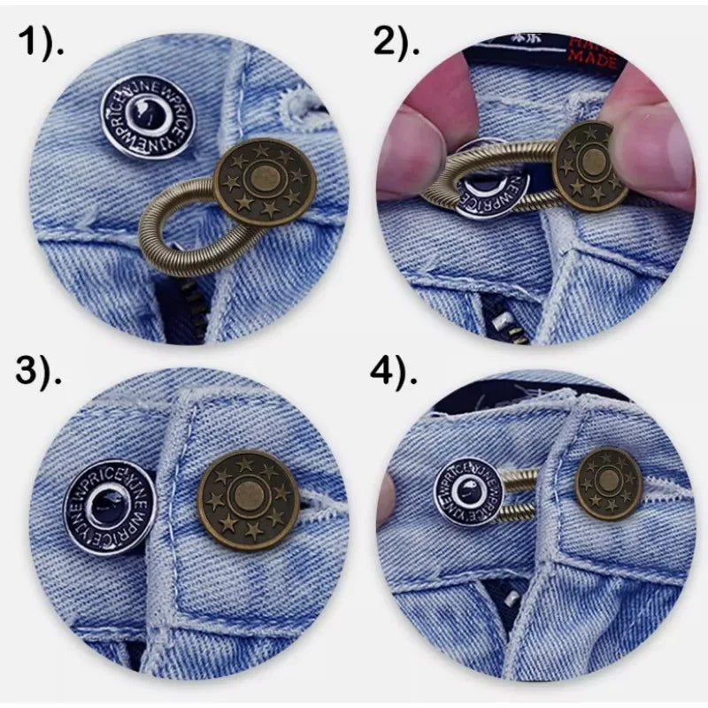 1/20PCS Jeans Waist Extender Button Adjustable Retractable Elastic Spring Buttons DIY Pants Jeans Free Sewing Waist Extenders