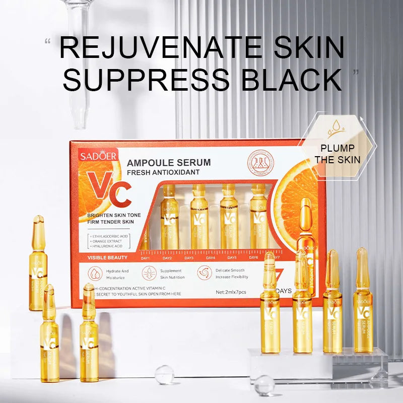 7pcs/Kit SADOER Ampoule Vitamin C 24K Gold Hyaluronic Acid Serum Anti Wrinkle Moisturizing Whitenting Hydrating Facial Essence