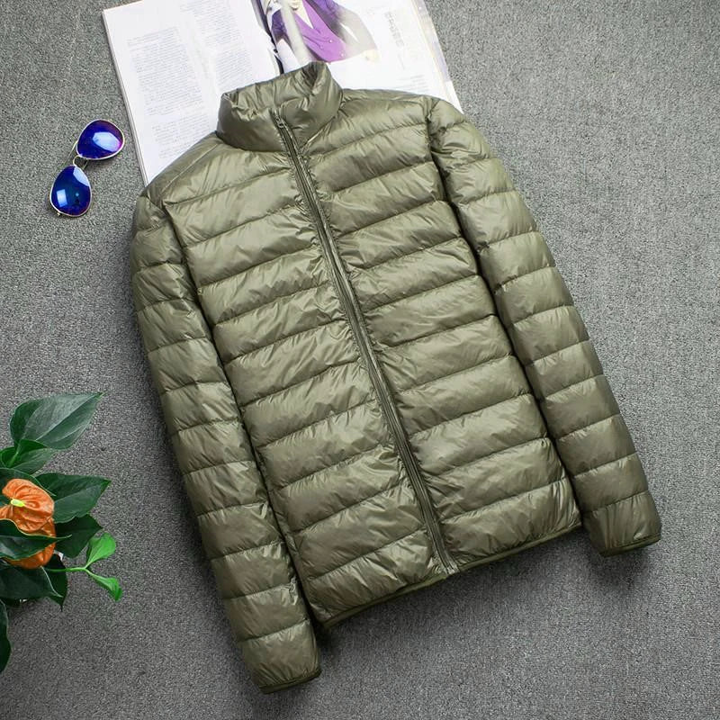 New Men Thin Down Jacket White Duck Down Ultralight Jackets Men's Autumn And Winter Warm Coats Portable Outwear