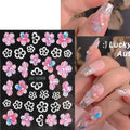 5D Nail Stickers Flowers Geometric Lines Decor Acrylic Embossed Sliders Gold Frame Nail Decals Cherry Blossom Manicure Nail Art