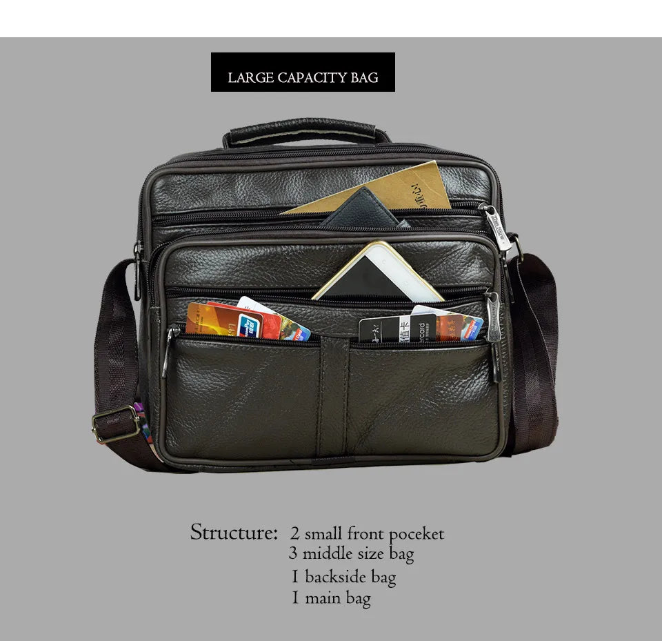 New Arrival Men Shoulder Bag Men's Genuine Leather Messenger Bag Boy Coffee Middle Size Handbags Tote Natural Skin Men Briefcase