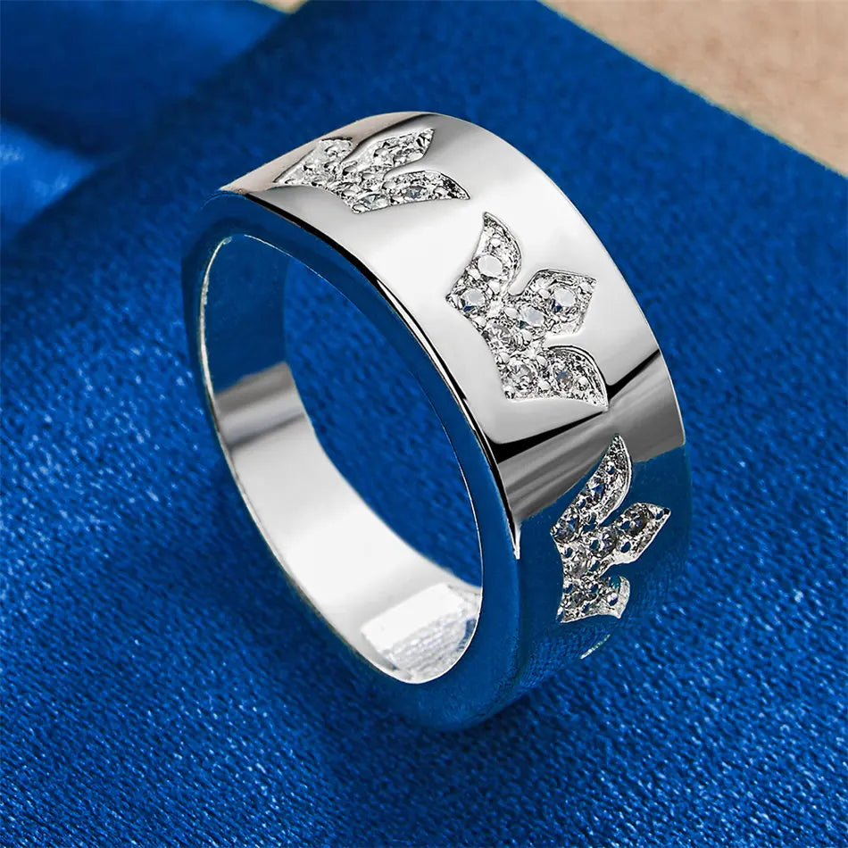 1 Stück 925er Sterlingsilber 7-10 Luxus-Kronen-Zirkonring, modisches Damen-Geschenkaccessoire Schmuck
