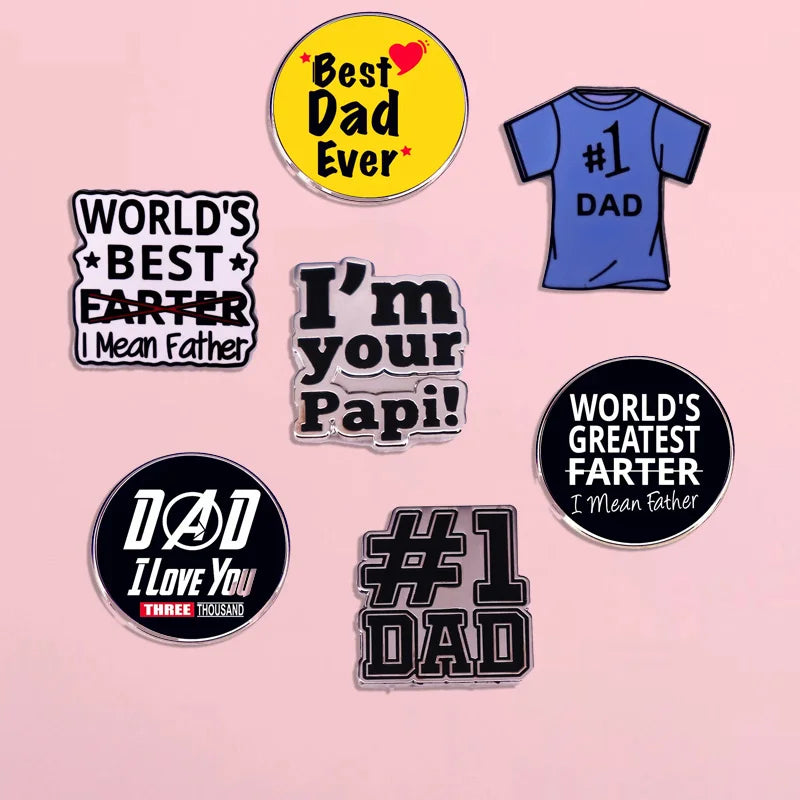 Funny Father's Day Brooch Men's Backpack Pin Metal Badge Pin Gift for Dad Suit Accessories