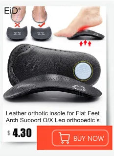 EiD 3/4 Leder orthopädische Schuheinlagen für Plattfüße Fußgewölbestütze orthopädische Schuheinlegesohle Einlegesohlen für Herren und Damen Fußpflege