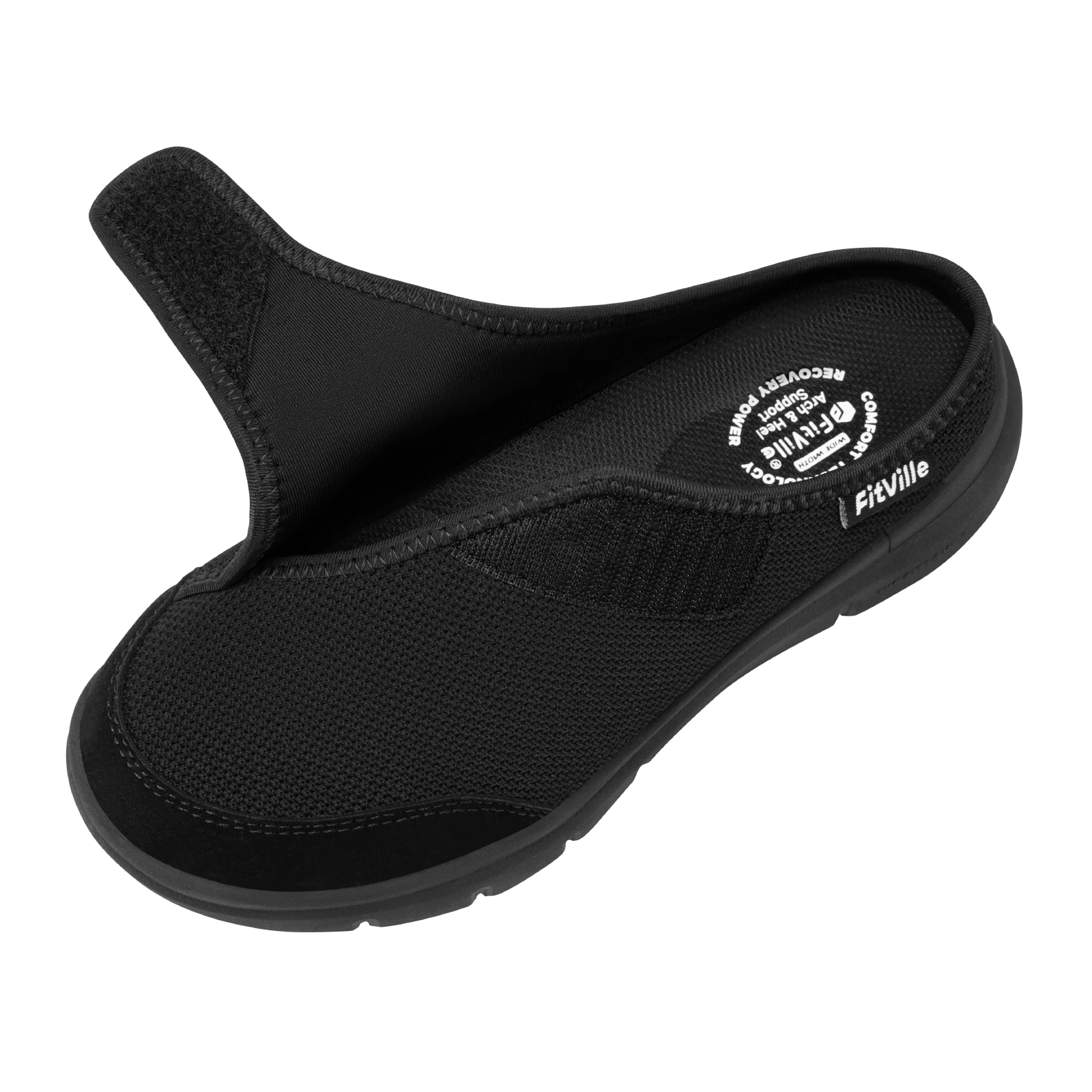 FitVille Damen Orthopädische Hausschuhe Breite Fleece-gefütterte Clogs mit Fußgewölbestütze Erholungs-Pantoletten Bequeme Slip-On-Schuhe