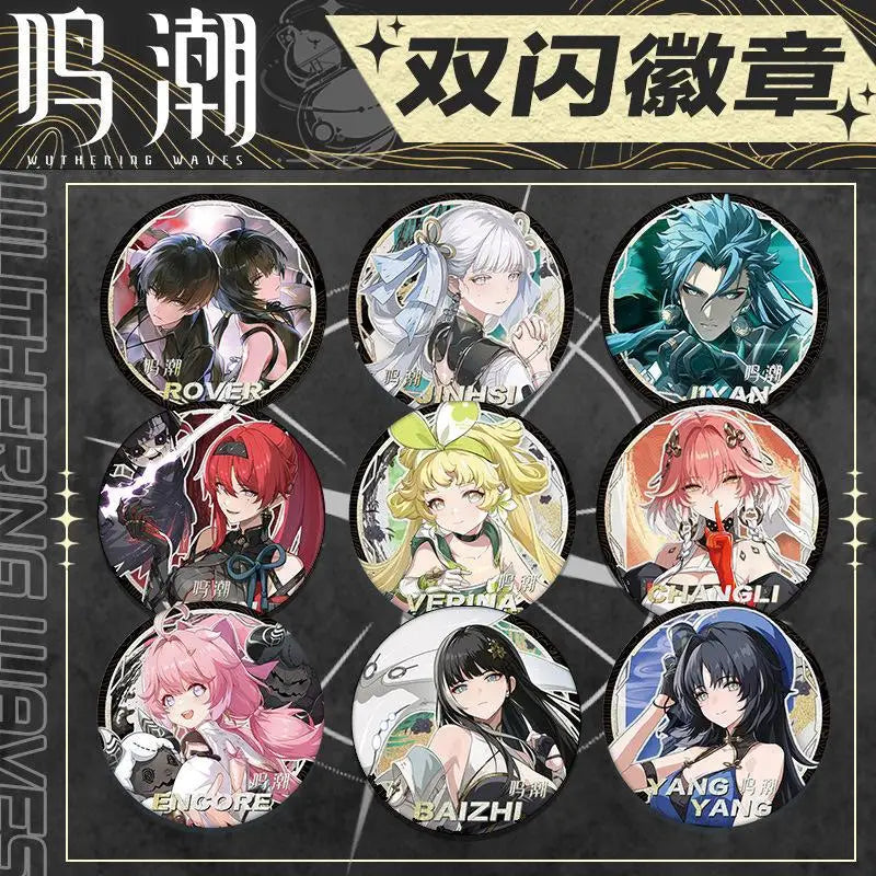 New Game Wuthering Waves Game Badge Rover Encore Baizhi Camellya Geshulin Scar Yinlin Cute Cartoon Anime Pin Brooch Jewelry Gift