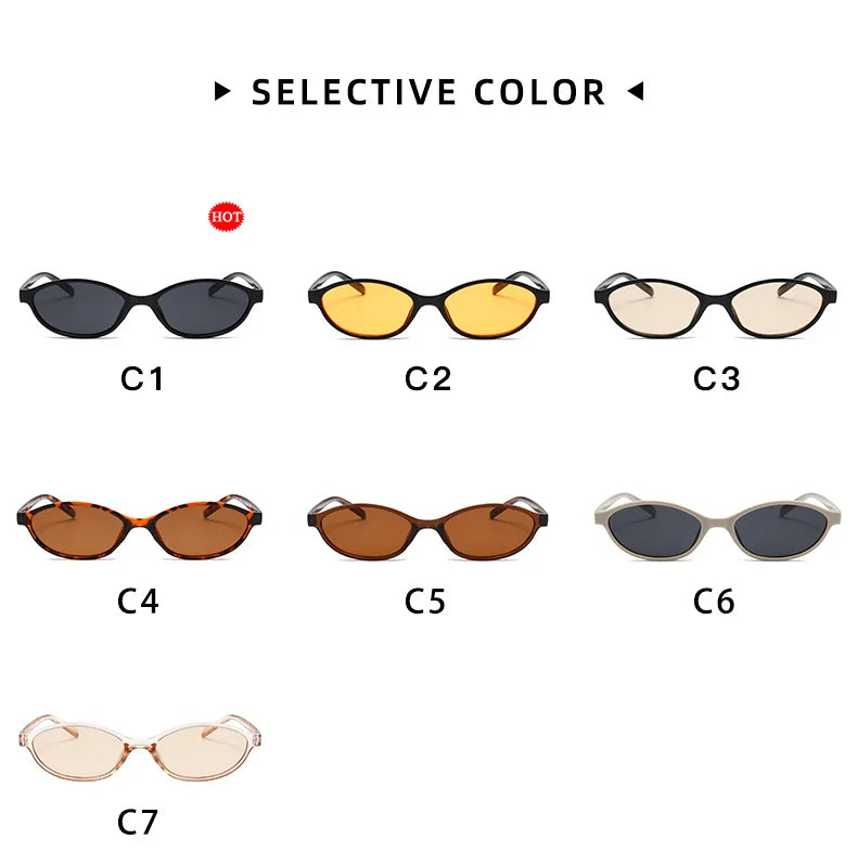 Sexy Small Oval Women's Sunglasses 2024 New Fashion Black Brown Sun Glasses Ladies Shades Trends Summer Unique Eyewear Men
