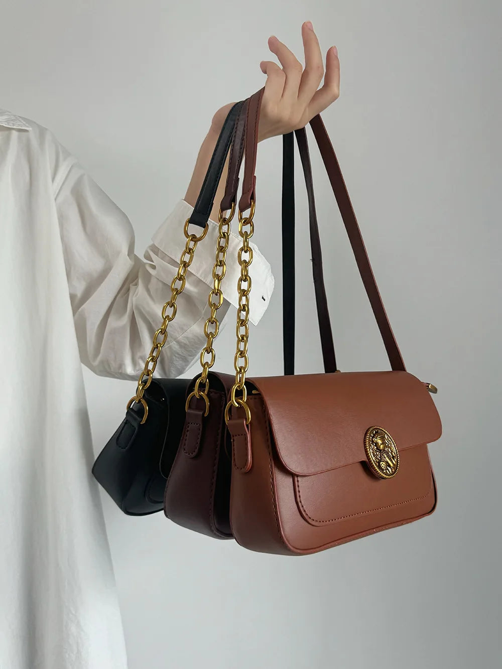 CGCBAG Fashion Designer Luxury Women's Bag Vintage Square Crossbody Bag Simple High Quality PU Leather Brand Handbags Ladies