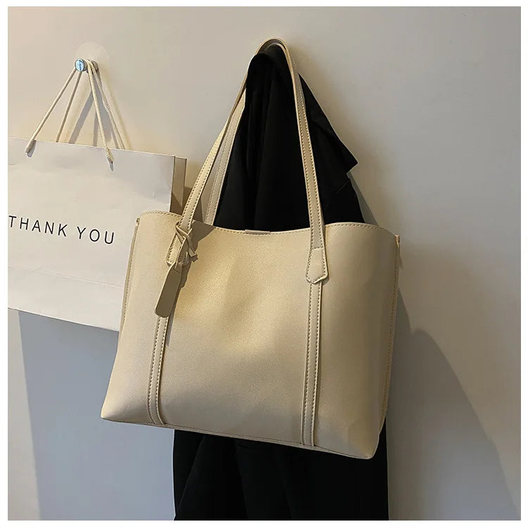 Large Capacity Women's Bag, New Soft Leather Tote Bag, Casual and Versatile Single Shoulder Bags for Woman Korean Style Handbags