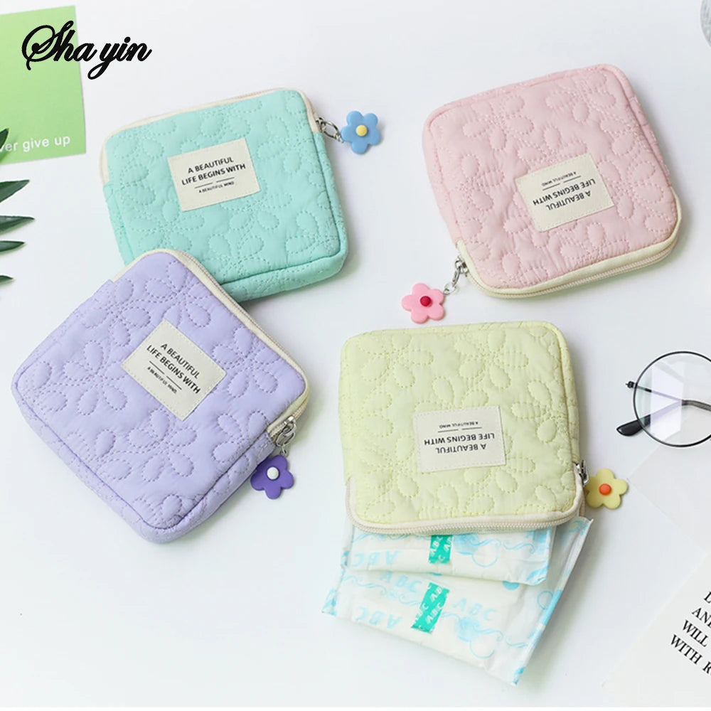 Fashion Women Small Cosmetic Bag Travel Mini Sanitary Napkins Organizer Make Up Coin Money Card Lipstick Storage Pouch Purse Bag