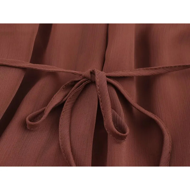 Elegant Dress With Ruffled Long Sleeves Bohemian Dress With Tie Straps And An Irregular Hem Trendy New Women Dress Spring Summer