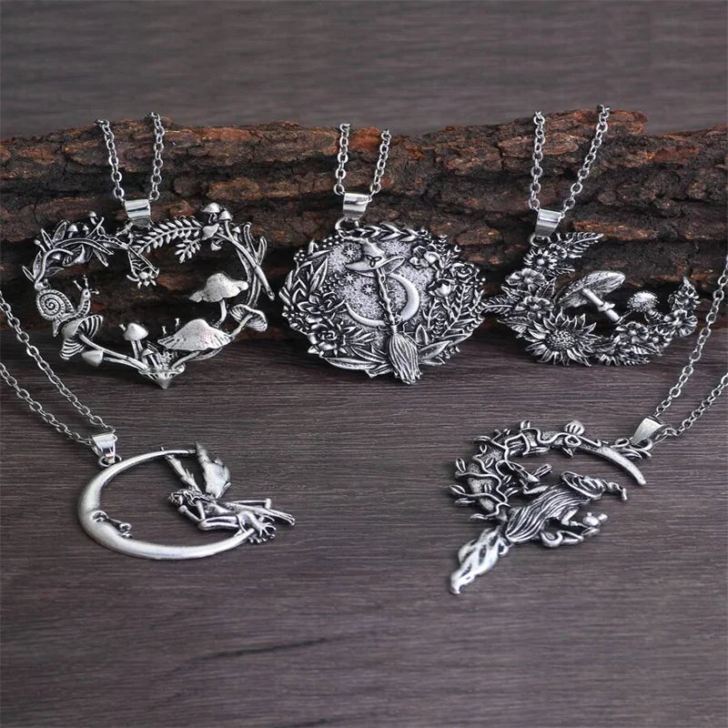 1pc Fashion Mushroom Heart Moon Pendant Necklaces,18 Inch Chain Necklace Party Jewelry Gifts Valentines