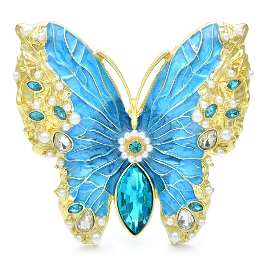 Luxury Butterfly Brooches For Women Blue Enamel Charming Insects Party Office Brooch Pins Gifts