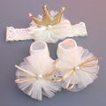 Baby Headband Sock Set, Soft and Comfortable Headband, Baby Crown Flower Headband, CHILDREN'S Boat Socks, Floor Socks