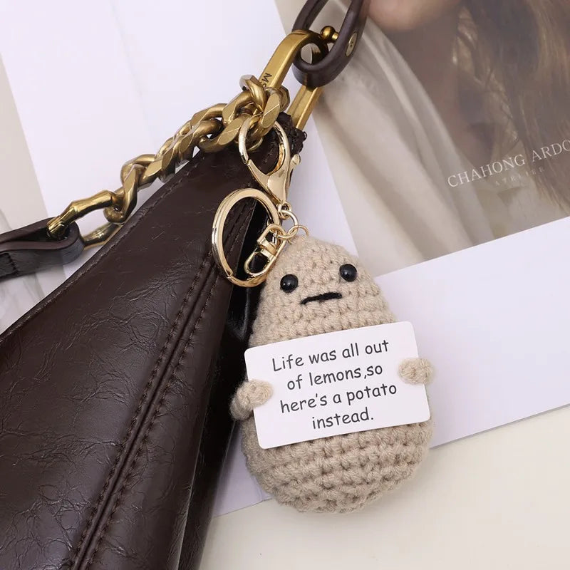 Inspirational Potato Cucumber Keychain Soft Hand Woven Knitting Keyring Bags in-car Pendant Decorations Accessories Gifts Widget