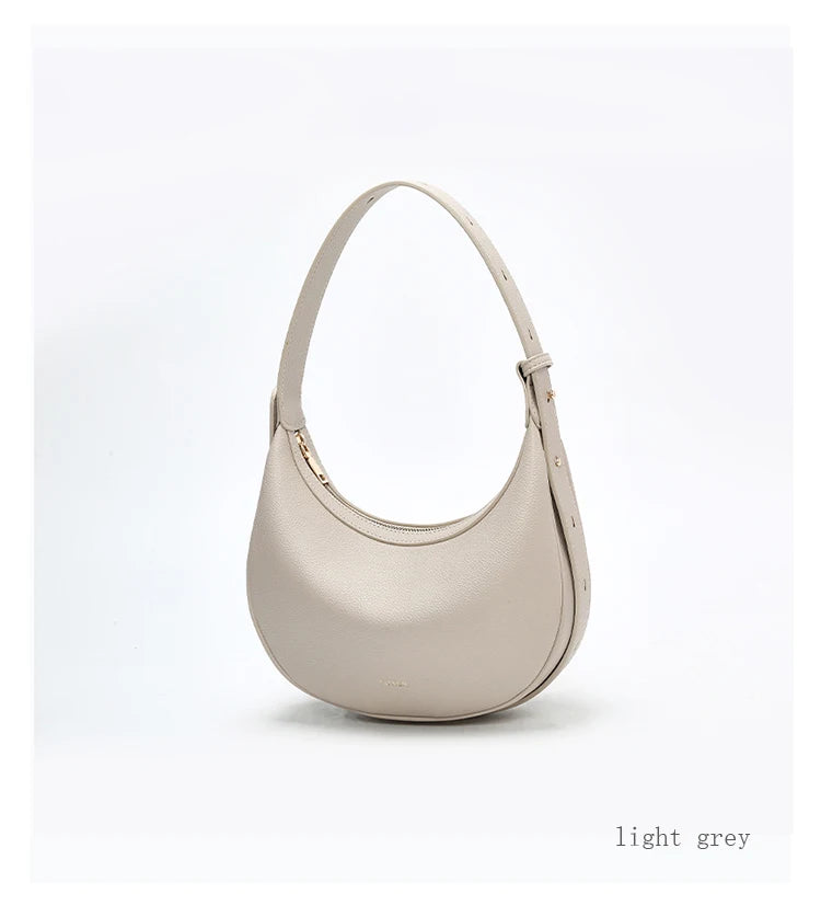 FOXER Brand PU Leather Women's Shoulder Bag Fashion Female Underarm Hobo Bag Crescent Half-moon Bag Travel Small Crossbody Bag