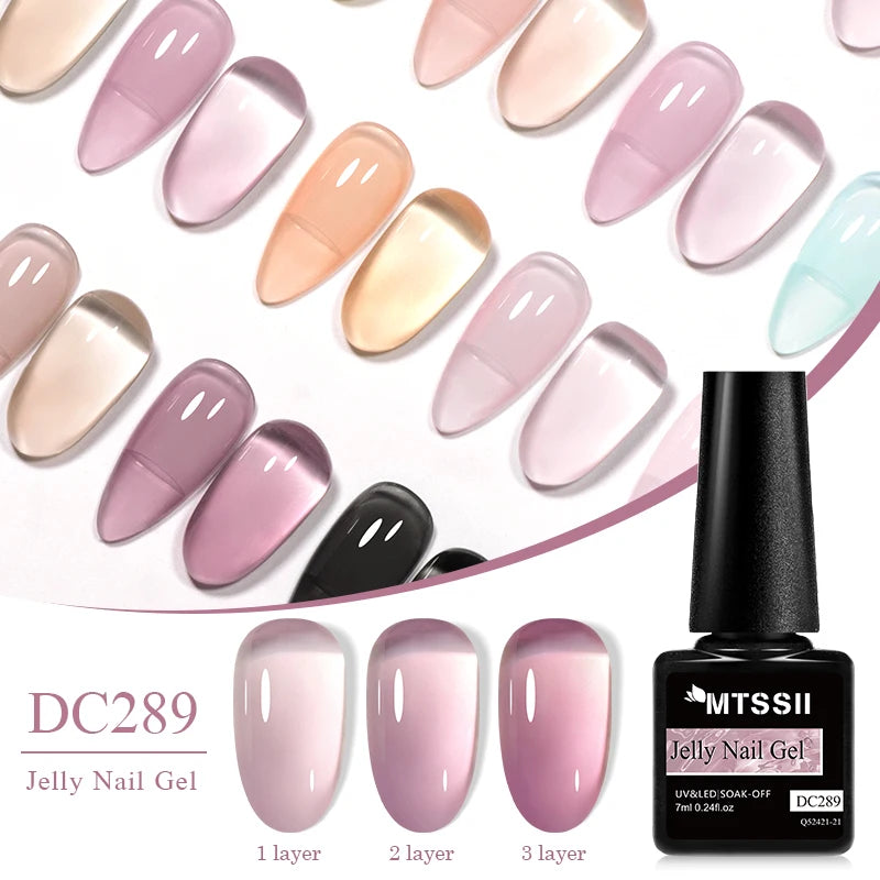 Mtssii 7ML Jelly Nude Gel Nail Polish Summer Light Pink Peach Translucent Color UV Light Cure Gel Varnish Nail Art DIY at Home