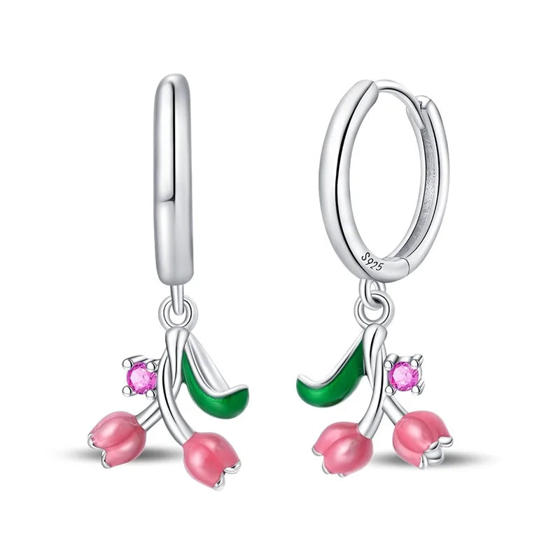 925 Sterling Silver Green Lucky Clover Yellow Daisy Bamboo Earrings  for Women Bee Butterfly Ear Studs Elegant Party Jewelry