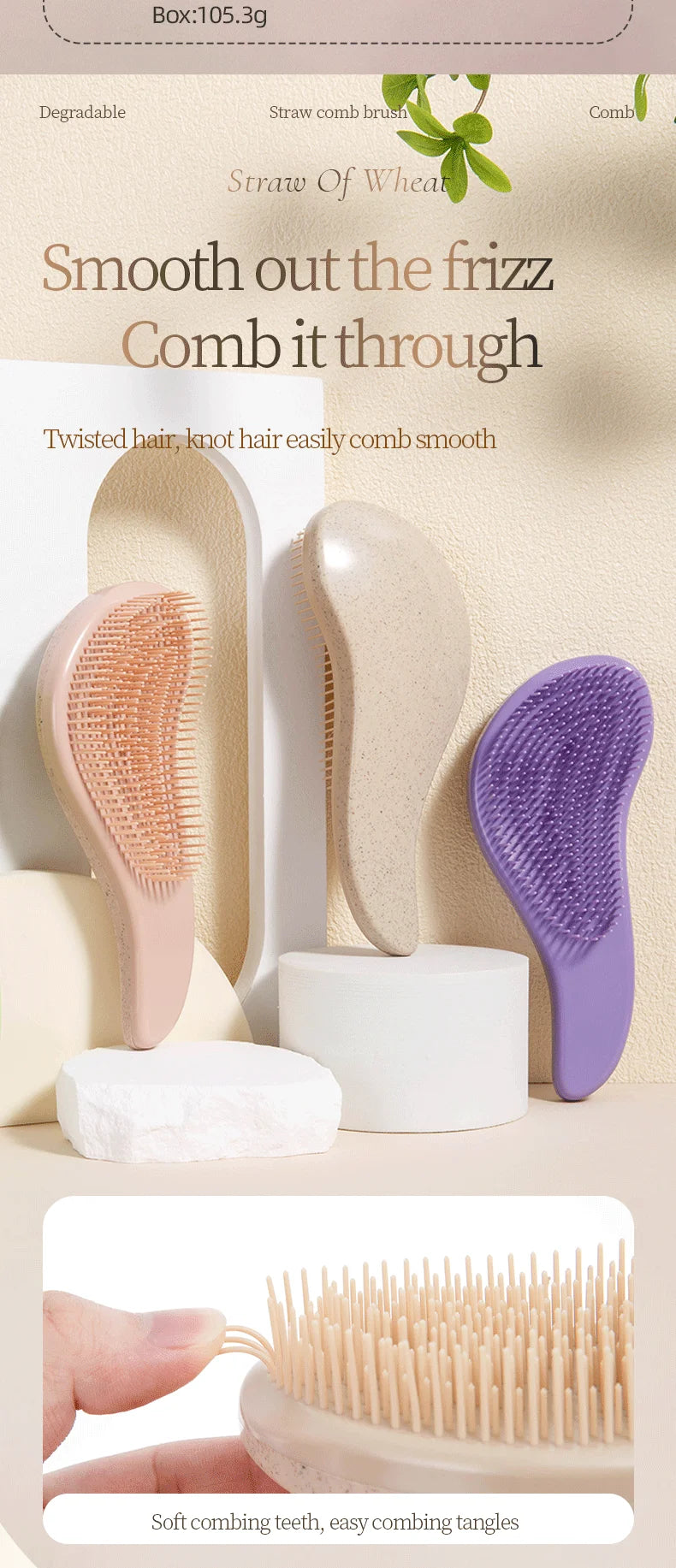2pc Magic Detangling Boxed Comb Set  Anti-static Massage Hair Brushes Detangle Air Cushion Hairbrush Comb Festival Gift Box Comb