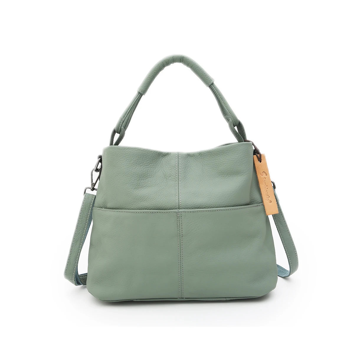 Women Versatile Casual Genuine Leather Top-handle Shoulder Bag Multi pockets Adjustable Strap Cross body Handbags Daily Commute