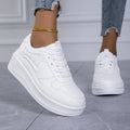Women's Casual Sports Shoes Thick Bottom Low Tops Lace Up Vulcanised Shoes Lightweight Rubber Soled Winter Season Adult Footwear