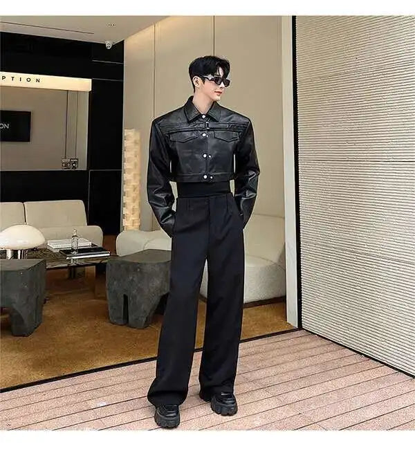 IEFB Men's Suit Pants Solid Color Niche Design Korean Style Casual Straight Elastic Waist Versatile Trousers 2023 New 9C2269