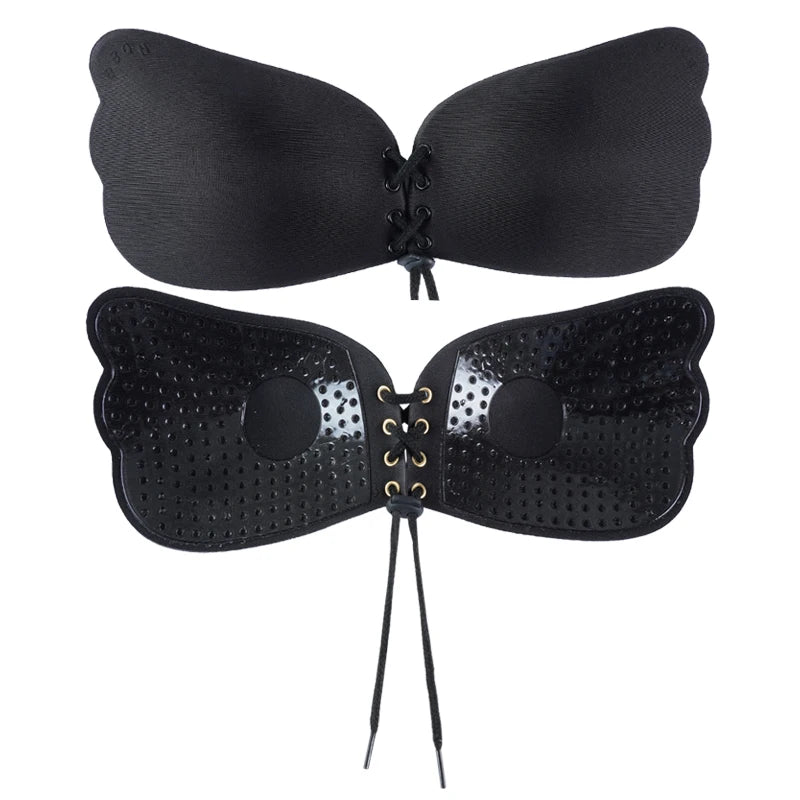 Women Self Adhesive Strapless Bandage Blackless Solid Bras For Women Sticky Silicone Push Up Invisible Lady Lingeries Sexy Bra