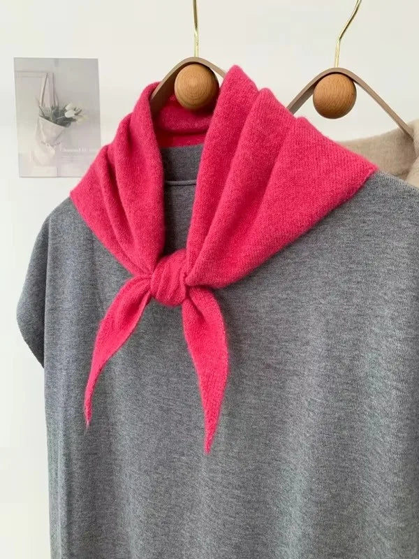 New Women Wool Scarf Shawl Winter Warm Soft Knitted Striped Triangle Fashion Brand Bandana Lady Wool Scarves