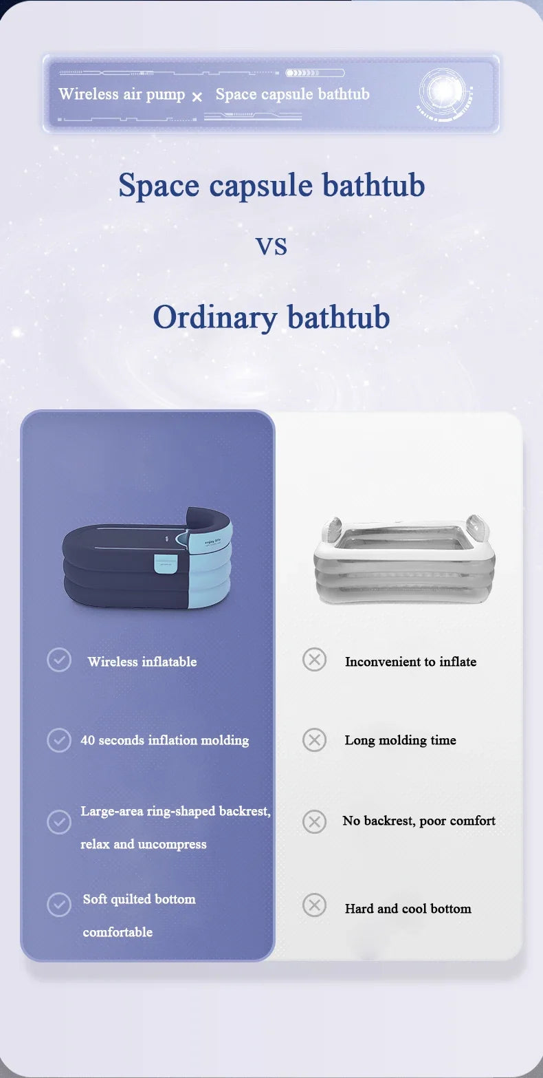 Large Capacity Hotel Space Capsule Inflatable Bathtubs Steam Sauna Folding Bathing Bucket Portable Home