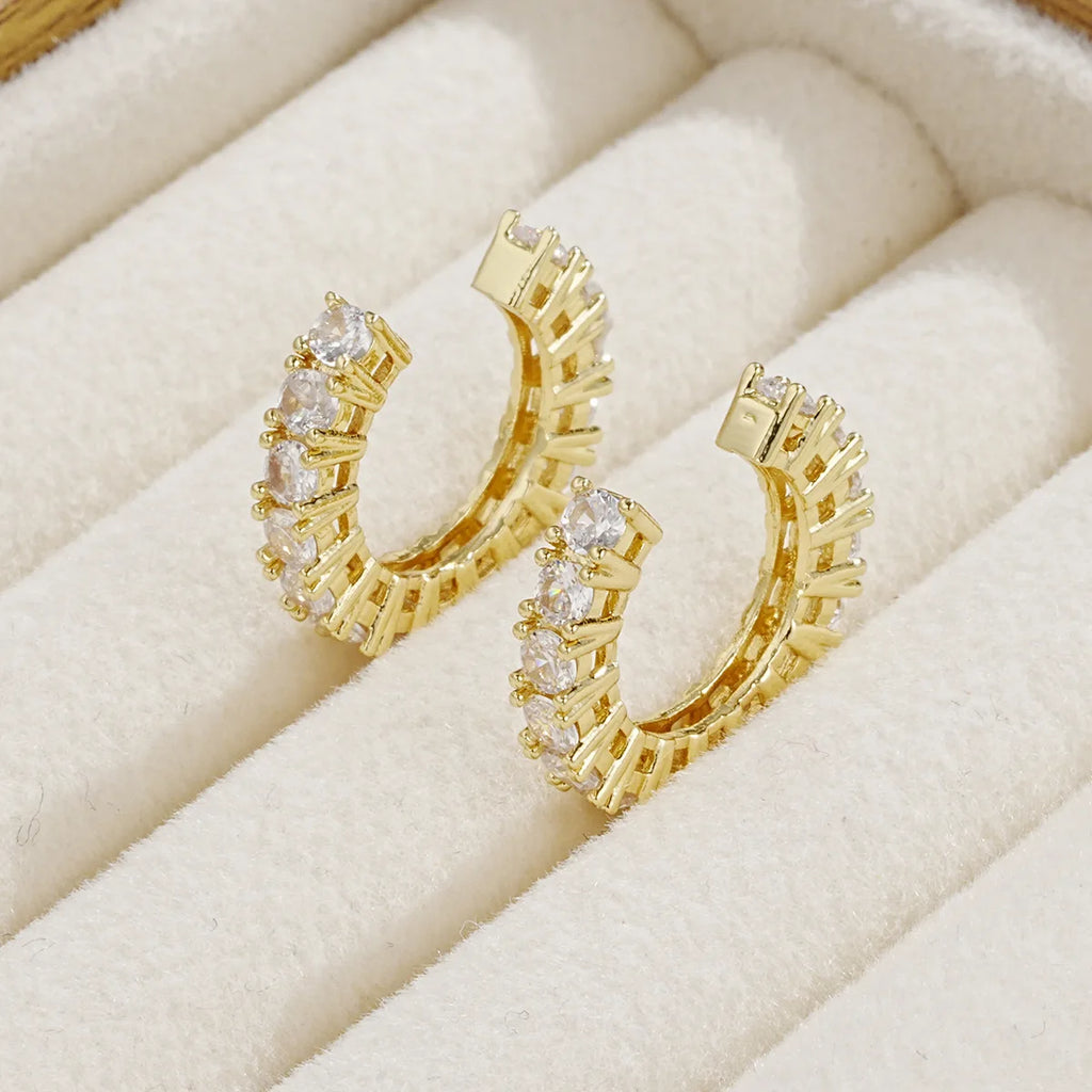 2Pcs Full Rhinestone Zircon Ear Cuff Ear Clip for Women No Pierced C Shape Earcuff Ear Wrap Earcuff Clips Jewelry Gifts