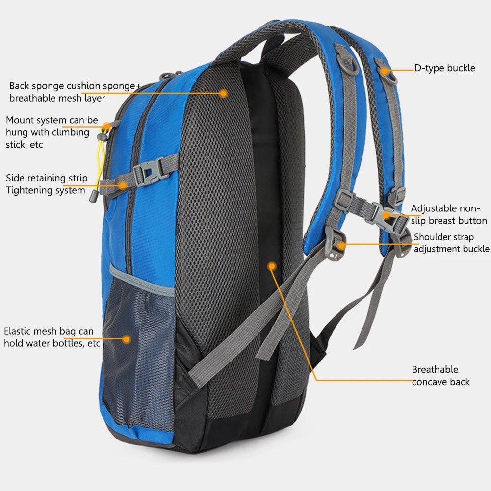 New 40L Outdoor Hiking Backpack Classic Men Women Waterproof Travel Backpack Lightweight Camping Shoulder Bag Mountaineering Bag