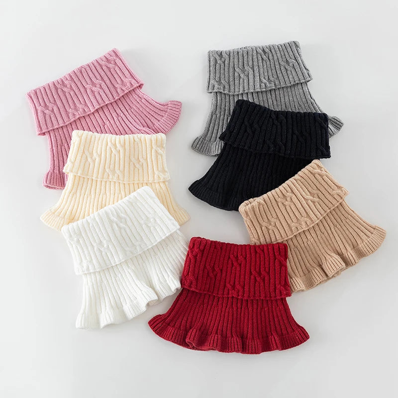 Knitted Fake Collar Ring Scarf For Woman Autumn Winter Warm Solid Color Neck Muffler Detachable Collar Scarves 25*17cm