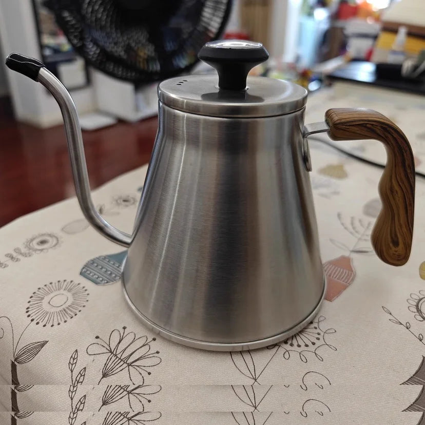 304 Stainless Steel Pour Over Coffee Kettle, Long Spout with Temperature Control, Suitable for Open Flame and Tea Brewing, 1.2L
